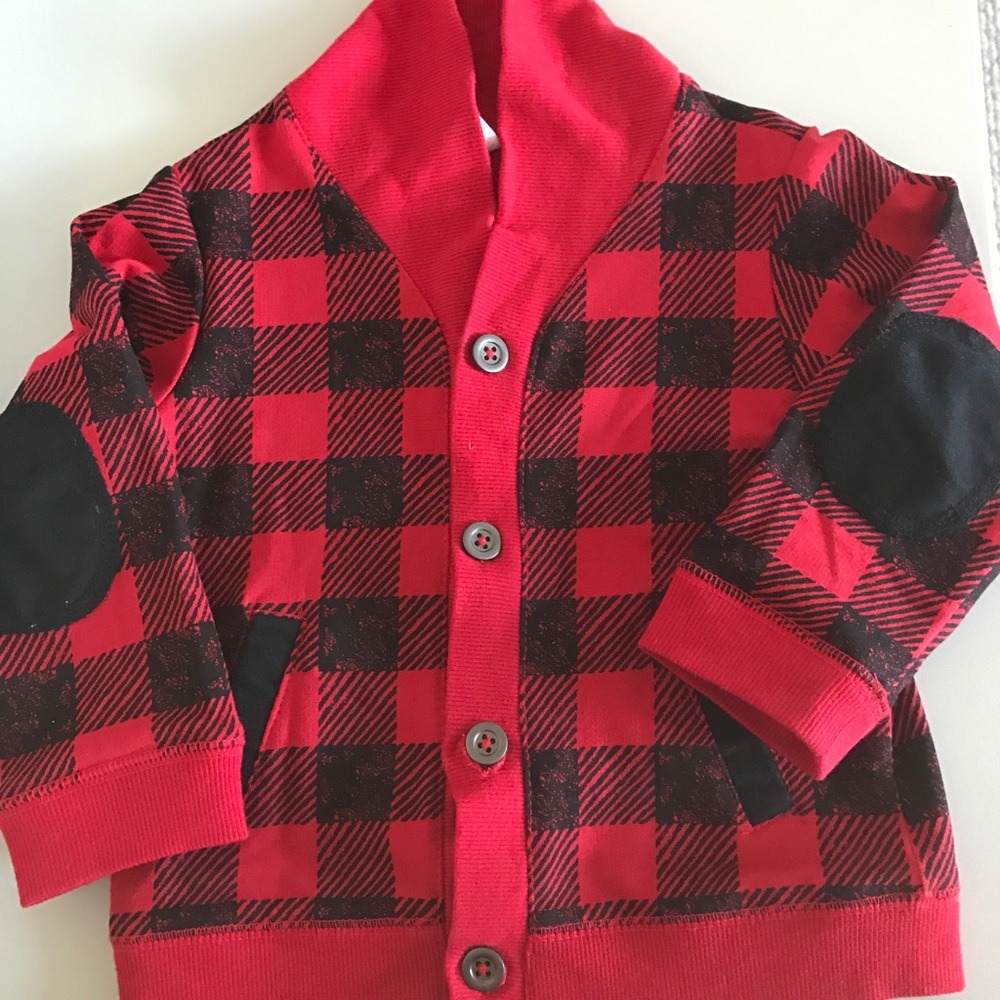 EUC Plaid Red Cardigan 24 m